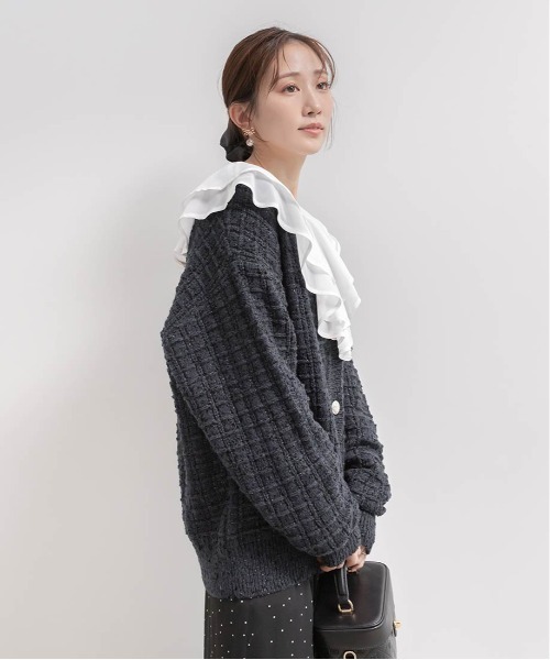 RANDA（ランダ）の「ラメファンシーヤーンニットカーディガン（カーディガン/ボレロ・レディース・ネイビー/ピンク/グレー・FREE）」の14枚目の写真