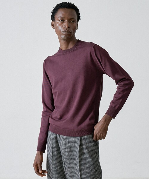 DESIGNWORKS(デザインワークス)の「【定番人気 】カシミヤタッチ クルーネック ニット(ニット/セーター・メンズ・エンジ/グレー/パープル・46/48/50)」の3枚目の写真