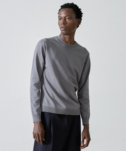 DESIGNWORKS(デザインワークス)の「【定番人気 】カシミヤタッチ クルーネック ニット(ニット/セーター・メンズ・エンジ/グレー/パープル・46/48/50)」の1枚目の写真