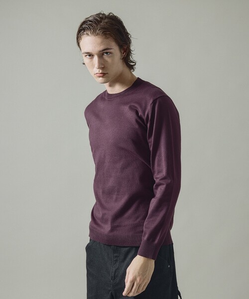 DESIGNWORKS(デザインワークス)の「【定番人気 】カシミヤタッチ クルーネック ニット(ニット/セーター・メンズ・エンジ/グレー/パープル・46/48/50)」の4枚目の写真