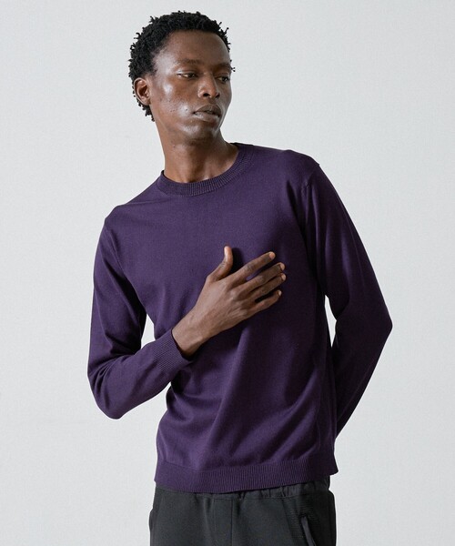 DESIGNWORKS(デザインワークス)の「【定番人気 】カシミヤタッチ クルーネック ニット(ニット/セーター・メンズ・エンジ/グレー/パープル・46/48/50)」の9枚目の写真