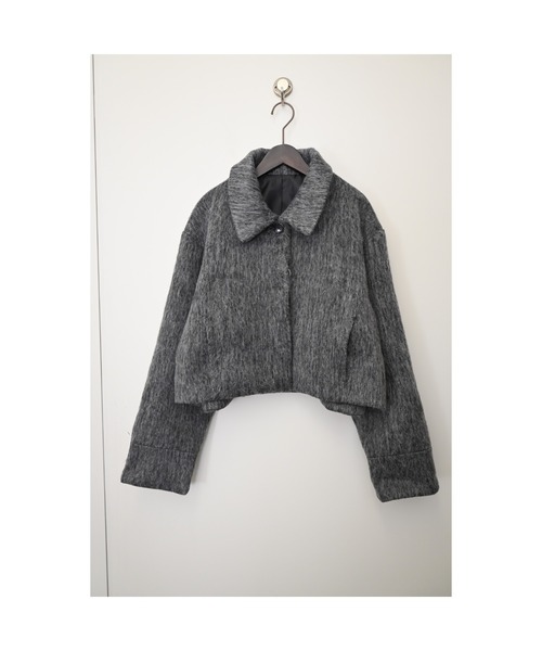 bluelea シャギーショートジャケット 黒 シャギーショート丈シャツ