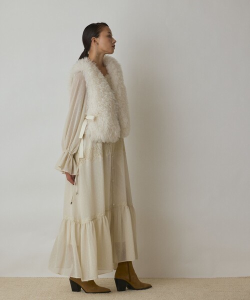 GRACE CONTINENTAL（グレースコンチネンタル）の「ショ－トファ－ジレ（その他アウター・レディース・チャコールグレー/キナリ/ベージュ・36）」の12枚目の写真