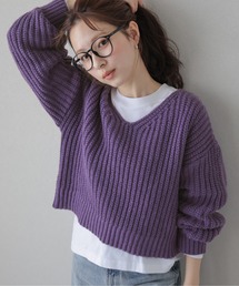 La-gemme（ラジェム）の「Vネックコンパクトニットトップス（ニット/セーター）」