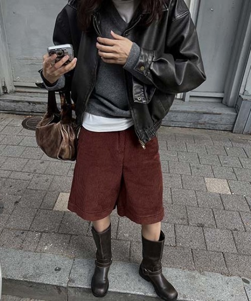 FREE STYLISTS（フリー スタイリスト）の「YUGA_YGMC　Corduroy shorts（その他パンツ・レディース・ブラウン/オフホワイト・FREE）」の4枚目の写真