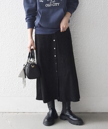 SHIPS any（シップス エニィ）の「SHIPS any: ポリエステル スエード フロント ボタン Aライン スカート（スカート）」