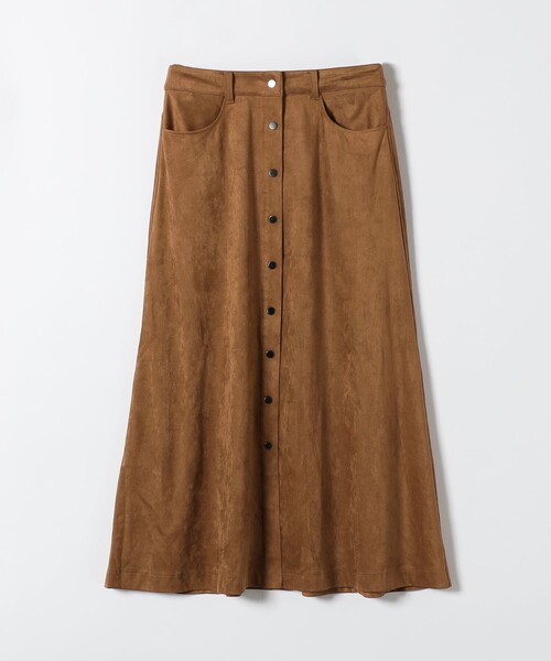 SHIPS any: ポリエステル スエード フロント ボタン Aライン スカート