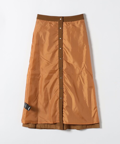 SHIPS any: ポリエステル スエード フロント ボタン Aライン スカート