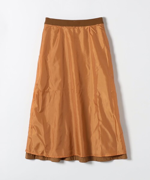 SHIPS any: ポリエステル スエード フロント ボタン Aライン スカート