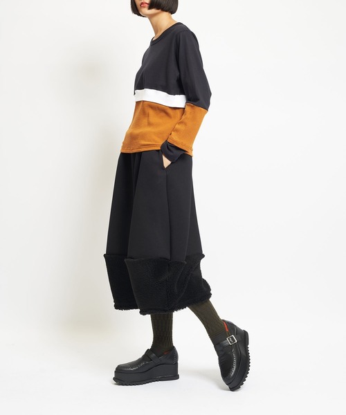 gomme（ゴム）の「ダンボールニット　ヘムチェンジパンツ（その他パンツ・レディース・アイボリー/ブラック/チャコールグレー・MEDIUM）」の5枚目の写真