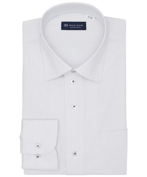 TOKYO SHIRTS(トウキョウシャツ)の「形態安定ノンアイロン ワイド 長袖ビジネスワイシャツ(ビジネスシャツ・メンズ・グレー・首回り39cm-裄丈80cm/首回り39cm-裄丈84cm/首回り41cm-裄丈82cm/首回り41cm-裄丈86cm/首回り42cm-裄丈82cm/首回り42cm-裄丈86cm/首回り43cm-裄丈82cm/首回り43cm-裄丈86cm)」の1枚目の写真