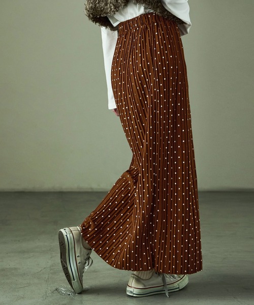 Fashion Letter(ファッションレター)の「ドットプリント プリーツイージーロングスカート(スカート・レディース・ブラウン/ブラック・M/L)」の9枚目の写真