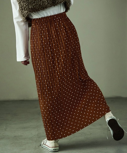Fashion Letter(ファッションレター)の「ドットプリント プリーツイージーロングスカート(スカート・レディース・ブラウン/ブラック・M/L)」の10枚目の写真