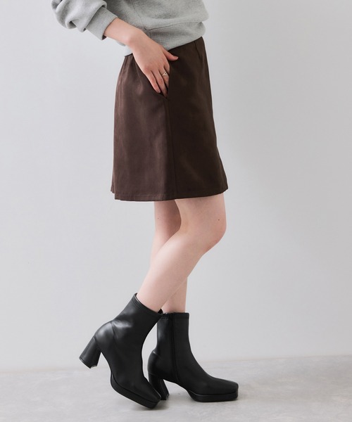 Juze（ジュゼ）の「ストームストレッチショートブーツ（ブーツ・レディース・ベージュ系その他2/ブラック・M/S）」の15枚目の写真