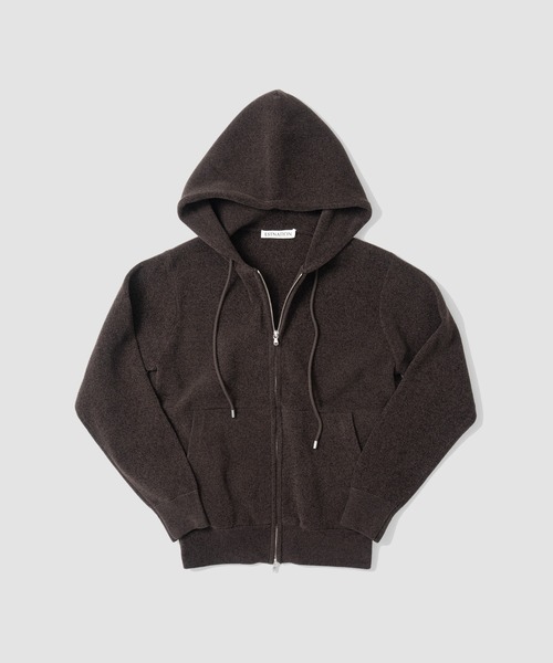 ESTNATION（エストネーション）の「ESTNATION / カシミヤタッチ ジップアップパーカー（パーカー・メンズ・ダークブラウン/オフホワイト/グレー・MEDIUM/X-LARGE/LARGE）」の3枚目の写真