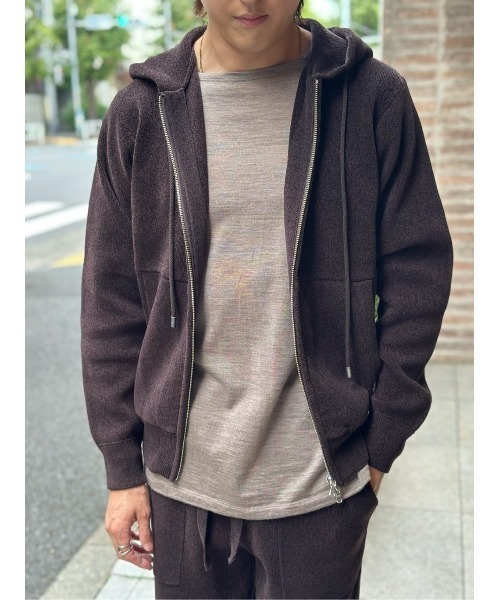 ESTNATION（エストネーション）の「ESTNATION / カシミヤタッチ ジップアップパーカー（パーカー・メンズ・ダークブラウン/オフホワイト/グレー・MEDIUM/X-LARGE/LARGE）」の18枚目の写真