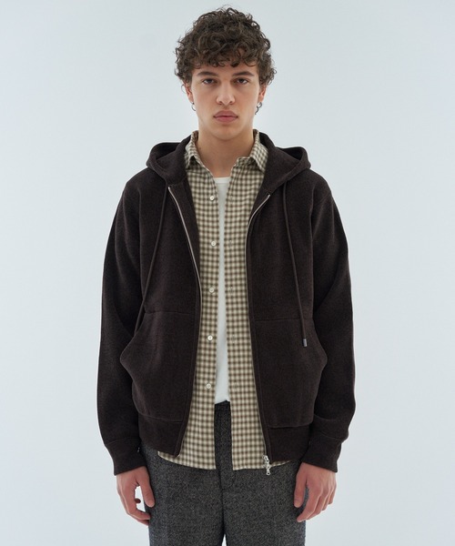 ESTNATION（エストネーション）の「ESTNATION / カシミヤタッチ ジップアップパーカー（パーカー・メンズ・ダークブラウン/オフホワイト/グレー・MEDIUM/X-LARGE/LARGE）」の9枚目の写真