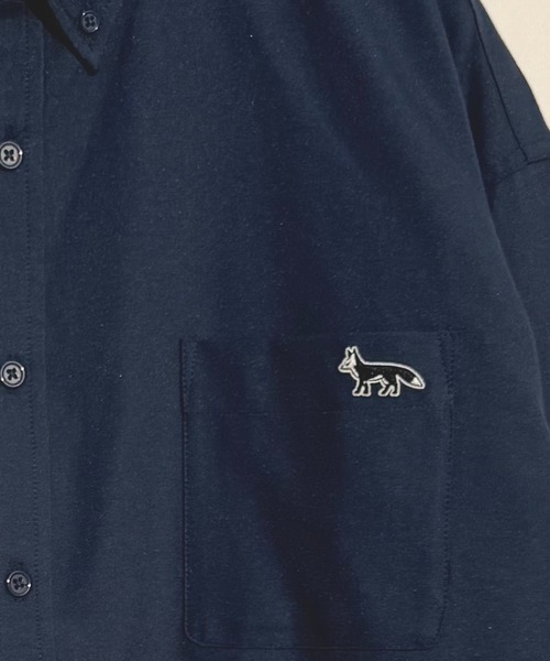 T-MAC OUTING(ティーマック アウティング)の「T-MAC ワンポイント刺繍 オックスフォード長袖シャツ FOX刺繍 ルーズシルエット(シャツ/ブラウス・メンズ・チャコール/ネイビー/ホワイト/サックスブルー・M/LL/L)」の10枚目の写真