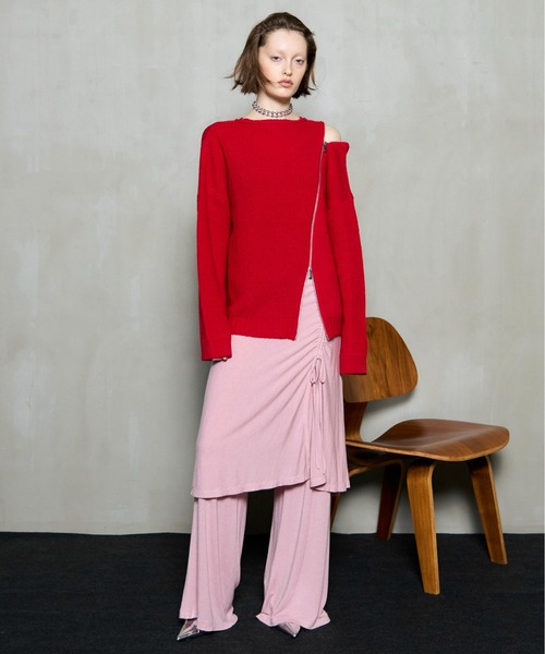 MAISON SPECIAL(メゾンスペシャル)の「Angle Wool Skirt Pants / アングルウールスカートパンツ(その他パンツ・レディース・ブラック/チャコールグレー/ピンク・38/36)」の6枚目の写真