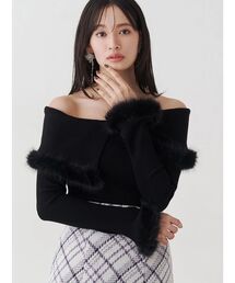 MERCURYDUO | 【WEB限定カラーあり】フェイクファートリミングニット(ニット/セーター)