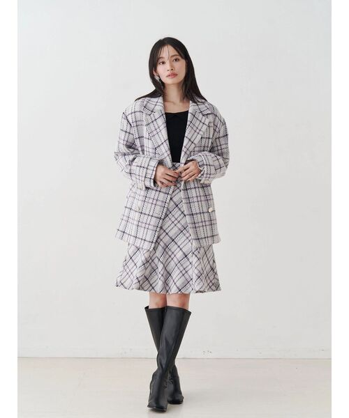 MERCURYDUO（マーキュリーデュオ）の「【WEB限定カラーあり】フェイクファートリミングニット（ニット/セーター・レディース・ライトグレー/ブラック/ベージュ/レッド/オフホワイト・FREE）」の15枚目の写真