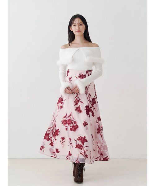 MERCURYDUO（マーキュリーデュオ）の「【WEB限定カラーあり】フェイクファートリミングニット（ニット/セーター・レディース・ライトグレー/ブラック/ベージュ/レッド/オフホワイト・FREE）」の21枚目の写真