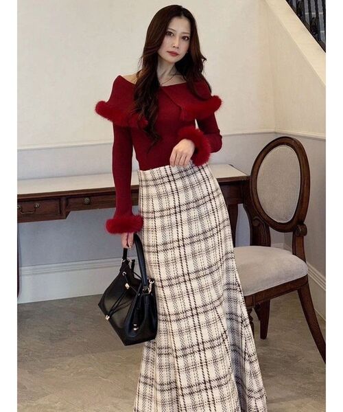 MERCURYDUO 6分丈 袖 ファー ニット MERCURYDUO（ファー ・ ロング