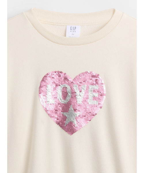 GAP（ギャップ）の「フリッピースパンコール グラフィック スウェットシャツ (キッズ)（スウェット・キッズ・アイボリー/ブルー・110cm/120cm/130cm/140cm）」の6枚目の写真
