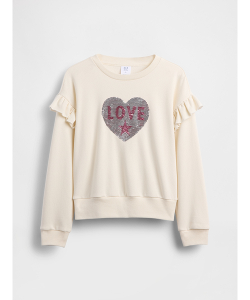 GAP（ギャップ）の「フリッピースパンコール グラフィック スウェットシャツ (キッズ)（スウェット・キッズ・アイボリー/ブルー・110cm/120cm/130cm/140cm）」の5枚目の写真