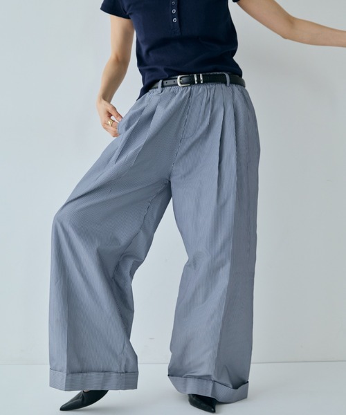 VION(ヴィオン)の「ストライプワイドパンツ / Stripe Wide Pants(その他パンツ・レディース・ホワイト/ネイビー・SMALL/MEDIUM)」の10枚目の写真