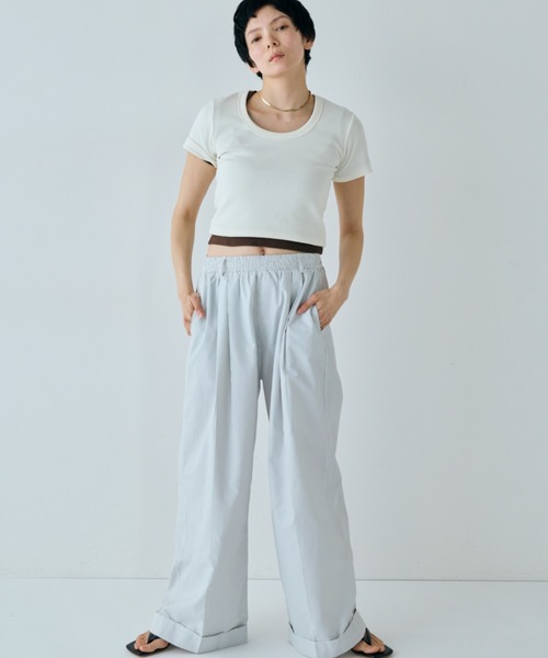 VION(ヴィオン)の「ストライプワイドパンツ / Stripe Wide Pants(その他パンツ・レディース・ホワイト/ネイビー・SMALL/MEDIUM)」の3枚目の写真