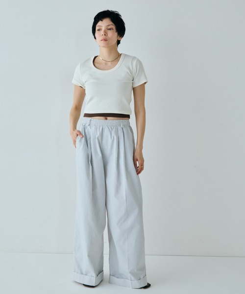 VION(ヴィオン)の「ストライプワイドパンツ / Stripe Wide Pants(その他パンツ・レディース・ホワイト/ネイビー・SMALL/MEDIUM)」の5枚目の写真