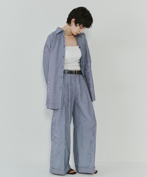 VION(ヴィオン)の「ストライプワイドパンツ / Stripe Wide Pants(その他パンツ・レディース・ホワイト/ネイビー・SMALL/MEDIUM)」の8枚目の写真