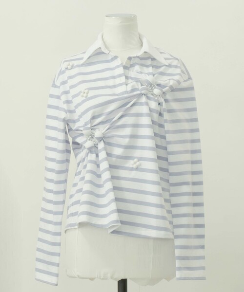 RIV NOBUHIKO（リブノブヒコ）の「【riv nobuhiko/リブノブヒコ】ALMONT-SHIRT/アルモントシャツ（Tシャツ/カットソー・レディース・ホワイト/ブラック・FREE）」の2枚目の写真