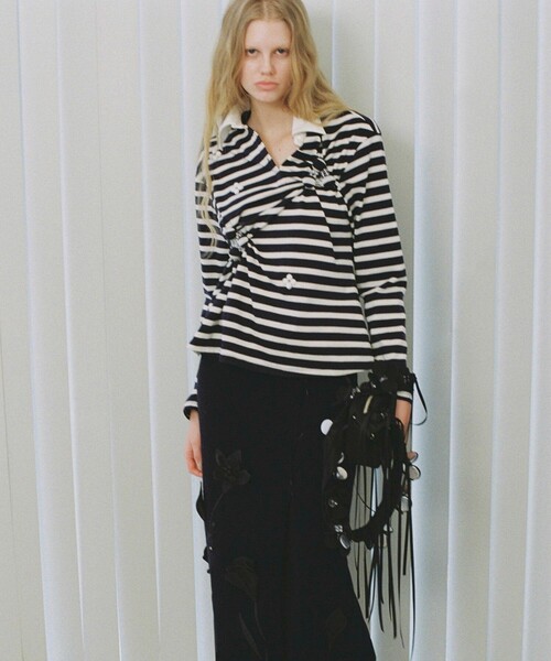 RIV NOBUHIKO（リブノブヒコ）の「【riv nobuhiko/リブノブヒコ】ALMONT-SHIRT/アルモントシャツ（Tシャツ/カットソー・レディース・ホワイト/ブラック・FREE）」の5枚目の写真