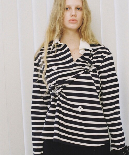 RIV NOBUHIKO（リブノブヒコ）の「【riv nobuhiko/リブノブヒコ】ALMONT-SHIRT/アルモントシャツ（Tシャツ/カットソー・レディース・ホワイト/ブラック・FREE）」の6枚目の写真