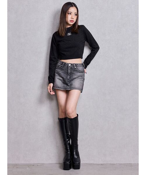 GYDA（ジェイダ）の「Symmetry GYDAラメニットトップス（ニット/セーター・レディース・ブラック/グレー/オフホワイト/ピンク・FREE）」の7枚目の写真