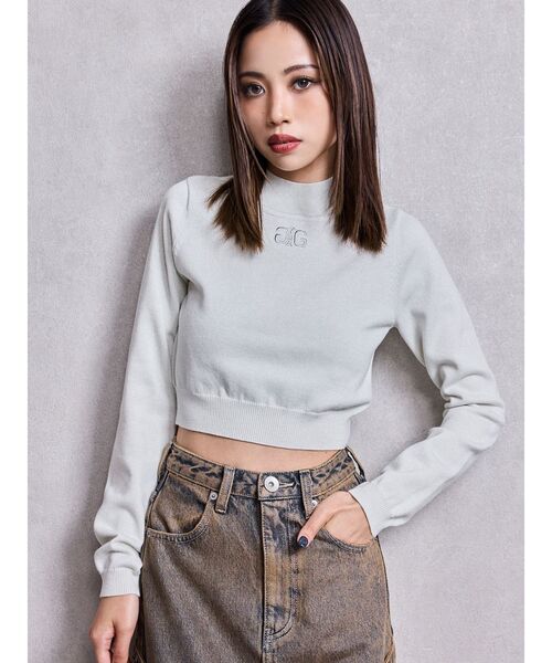 GYDA（ジェイダ）の「Symmetry GYDAラメニットトップス（ニット/セーター・レディース・ブラック/グレー/オフホワイト/ピンク・FREE）」の9枚目の写真