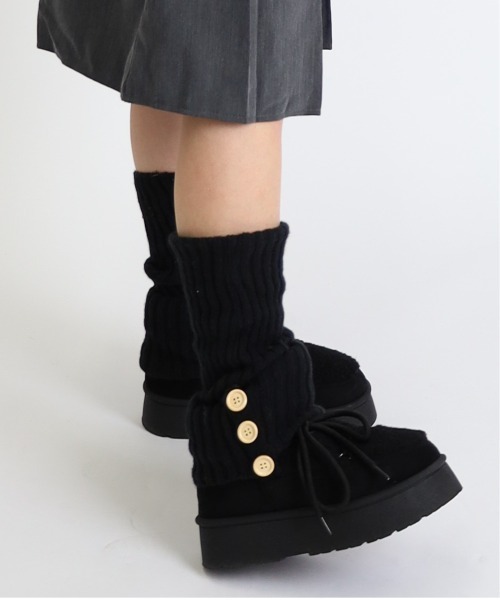 Vini（ヴィニ）の「ボタン付きレッグウォーマー（レッグウォーマー・レディース・ブラック/ホワイト・FREE）」の5枚目の写真