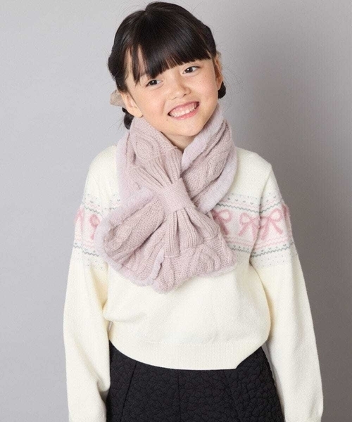 a.v.v（アーヴェヴェ）の「[KIDS]【リバーシブル/差し込み型で安心】リボンスヌード（ストール/ショール・キッズ・アイボリー/ライトピンク・120）」の4枚目の写真