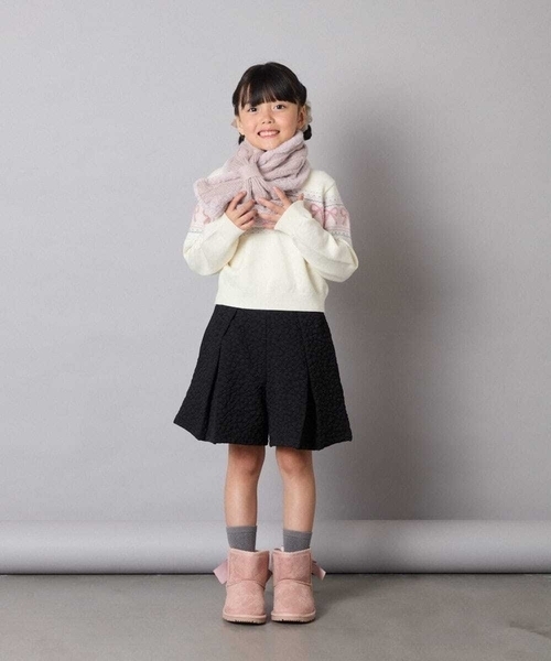 a.v.v（アーヴェヴェ）の「[KIDS]【リバーシブル/差し込み型で安心】リボンスヌード（ストール/ショール・キッズ・アイボリー/ライトピンク・120）」の6枚目の写真