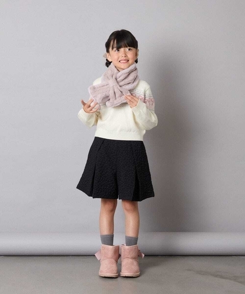 a.v.v（アーヴェヴェ）の「[KIDS]【リバーシブル/差し込み型で安心】リボンスヌード（ストール/ショール・キッズ・アイボリー/ライトピンク・120）」の7枚目の写真