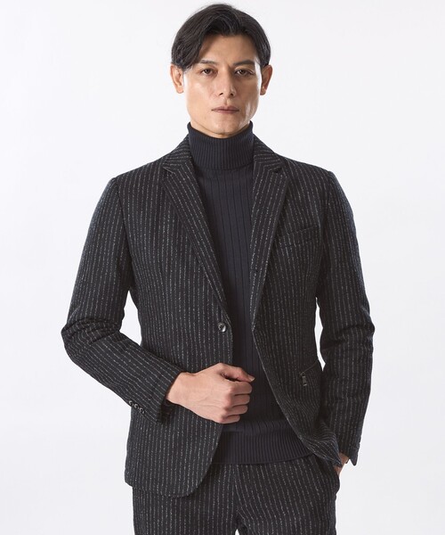 EPOCA UOMO(エポカウォモ)の「【セットアップ対応】ストライプ中わたジャケット(テーラードジャケット・メンズ・ブラック/グレー系その他2・48/46)」の1枚目の写真