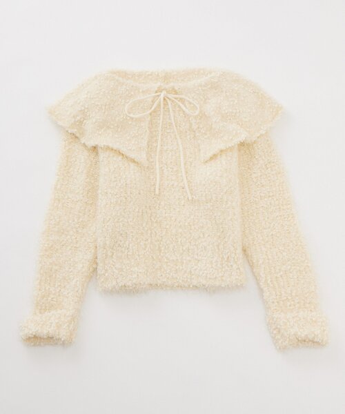 [mline]襟付きスノーシャギーニット