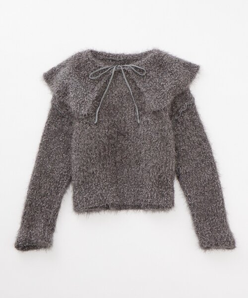 [mline]襟付きスノーシャギーニット