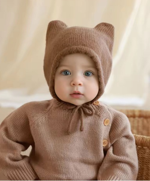 セール】【 Bambin / ボンバン 】 ネコミミ ニット ボンネット（ニット