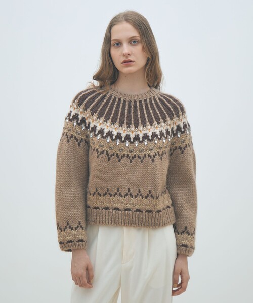 ビジュージャカード クルーネックプルオーバー（ニット/セーター