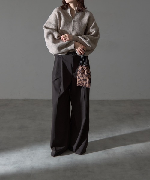 each（イーチ）の「ダブルジップ圧縮ニットボリュームスリーブパーカー（パーカー・レディース・ブラック/モカ/ブラウン・FREE）」の13枚目の写真