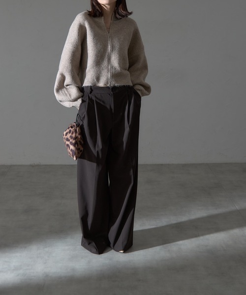 each（イーチ）の「ダブルジップ圧縮ニットボリュームスリーブパーカー（パーカー・レディース・ブラック/モカ/ブラウン・FREE）」の14枚目の写真