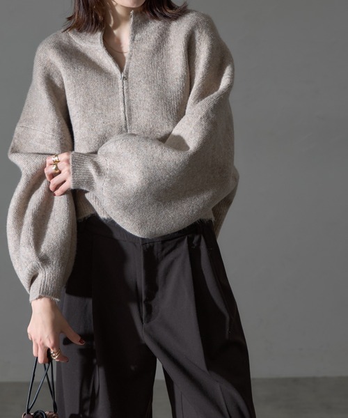 each（イーチ）の「ダブルジップ圧縮ニットボリュームスリーブパーカー（パーカー・レディース・ブラック/モカ/ブラウン・FREE）」の9枚目の写真